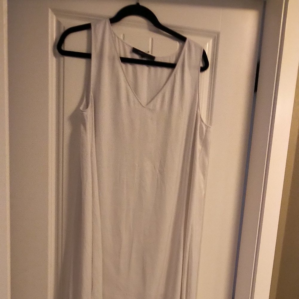 BCBG MAXAZRIA white "Avery" slip dress with tulip style